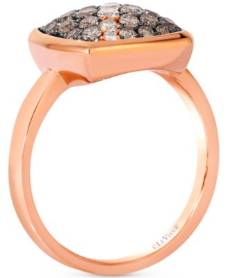 Chocolate Ombr&eacute; Diamond & Vanilla Diamond Pav&eacute; Cluster Ring (3/4 ct. t.w.) in 14k Rose Gold