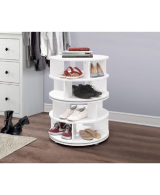 4-Tier Rotating Lazy Susan Shoe Rack, 360° Revolving Shoe Storage Organizer for Closet Entryway Bedroom Hallway