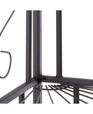 Black / Walnut Kitchen Storage Corner Bakers Rack