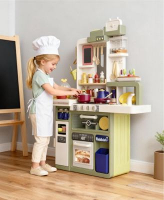 88-Piece Kids Play Kitchen Set with Lights Sounds and Running Water Pretend Cooking Toy for Boys and Girls Ages 3+