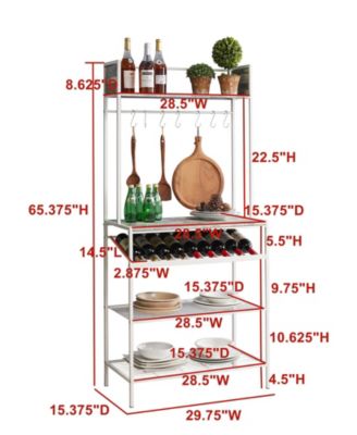 - Baker s Rack for Kitchen with Storage Shelves & Hooks, Microwave Stand Coffee Bar Station with Wine Rack Holder