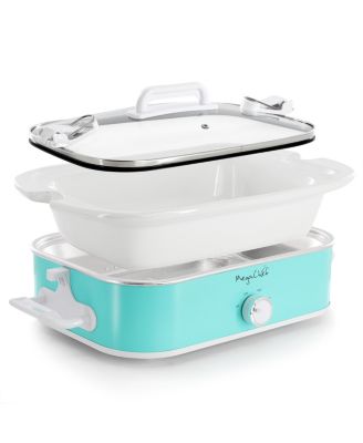 3.5 Quart Casserole Slow Cooker with 3 Temperature Settings in Turquoise