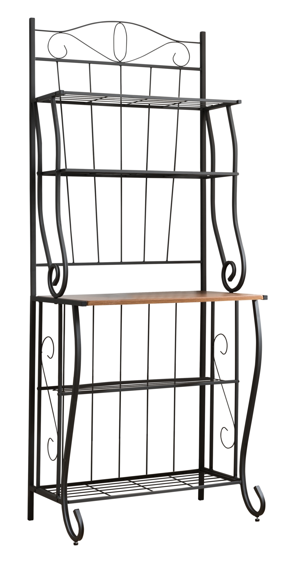 Kings Brand Furniture/ Walnut 5-Tier Kitchen Storage Bakers Rack - Black