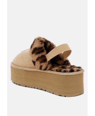 Kutchu Faux Fur Trim Platform Classic Slingback