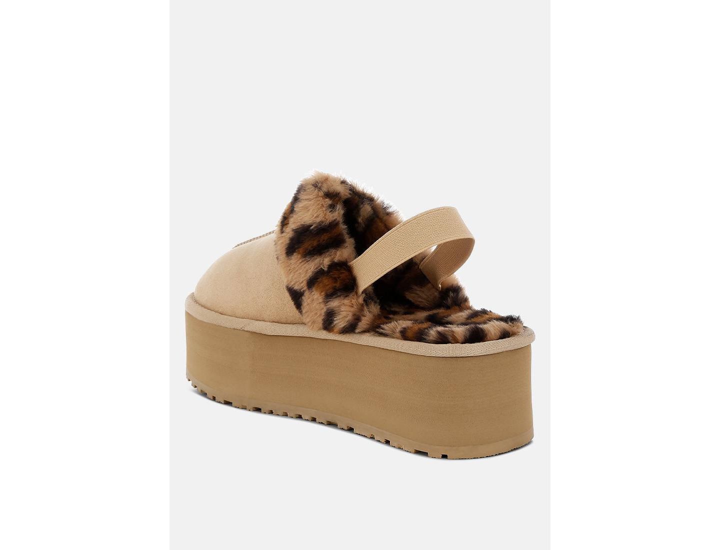 Женские сабо London Rag Kutchu Faux Fur Trim Platform Classic Slingback, цвет: Бежевый — фото 3
