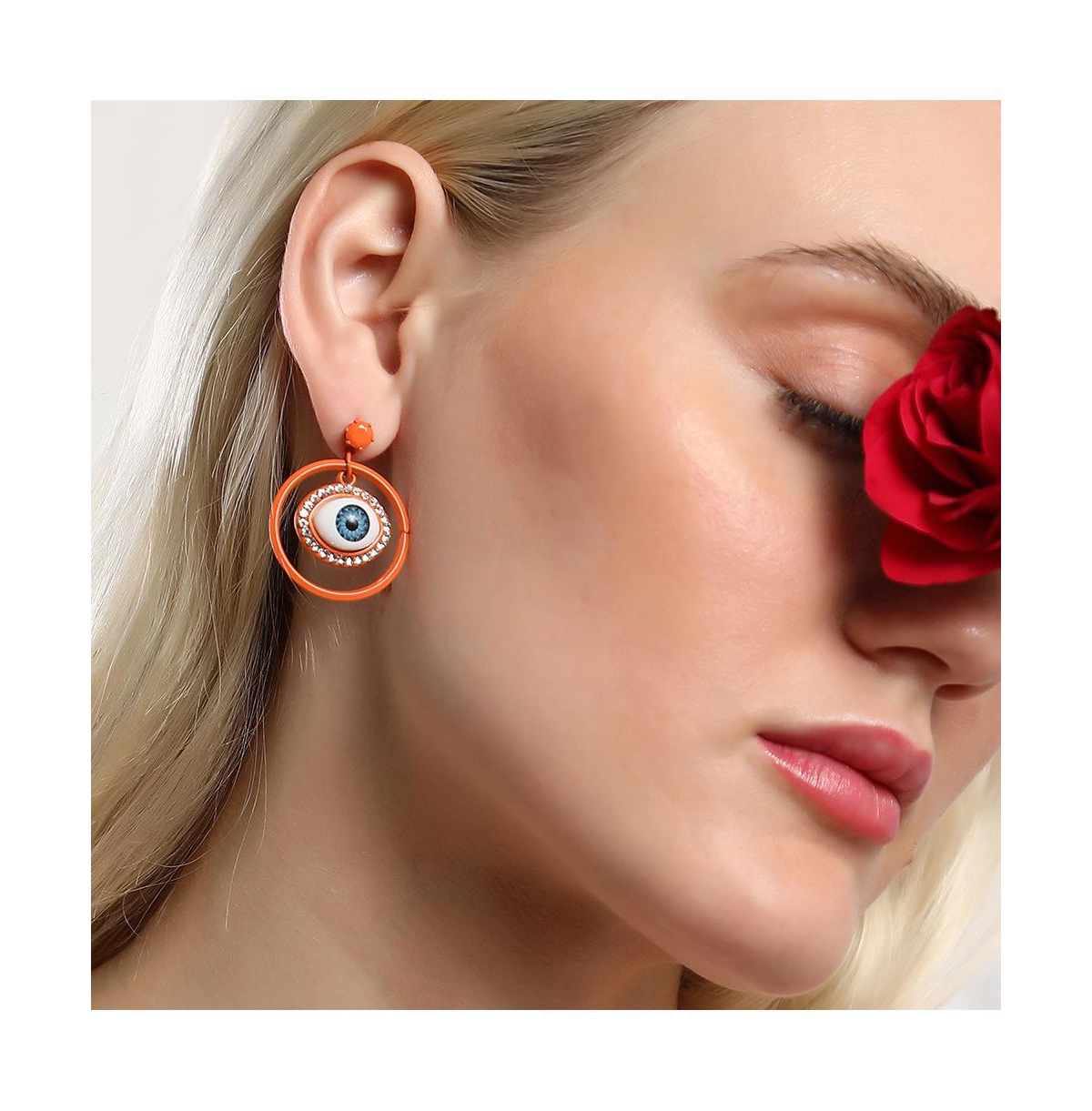 Sohi Women's The Evil-eye Loop Drop Earrings In Orange