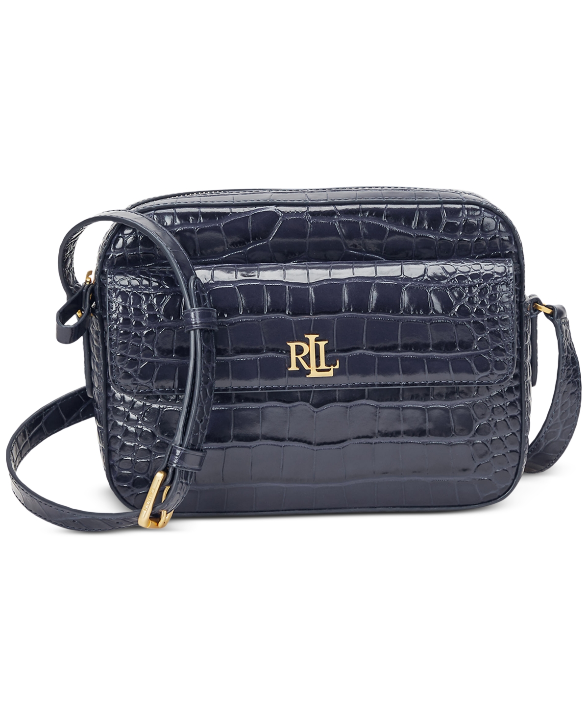Lauren Ralph Lauren Marcy Croc-Embossed Leather Camera Bag