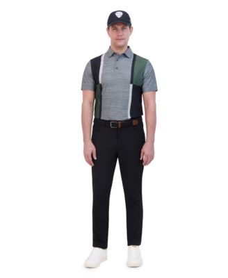 Men's Color Block Melange Tech Jersey Sports Fit Polo Shirt