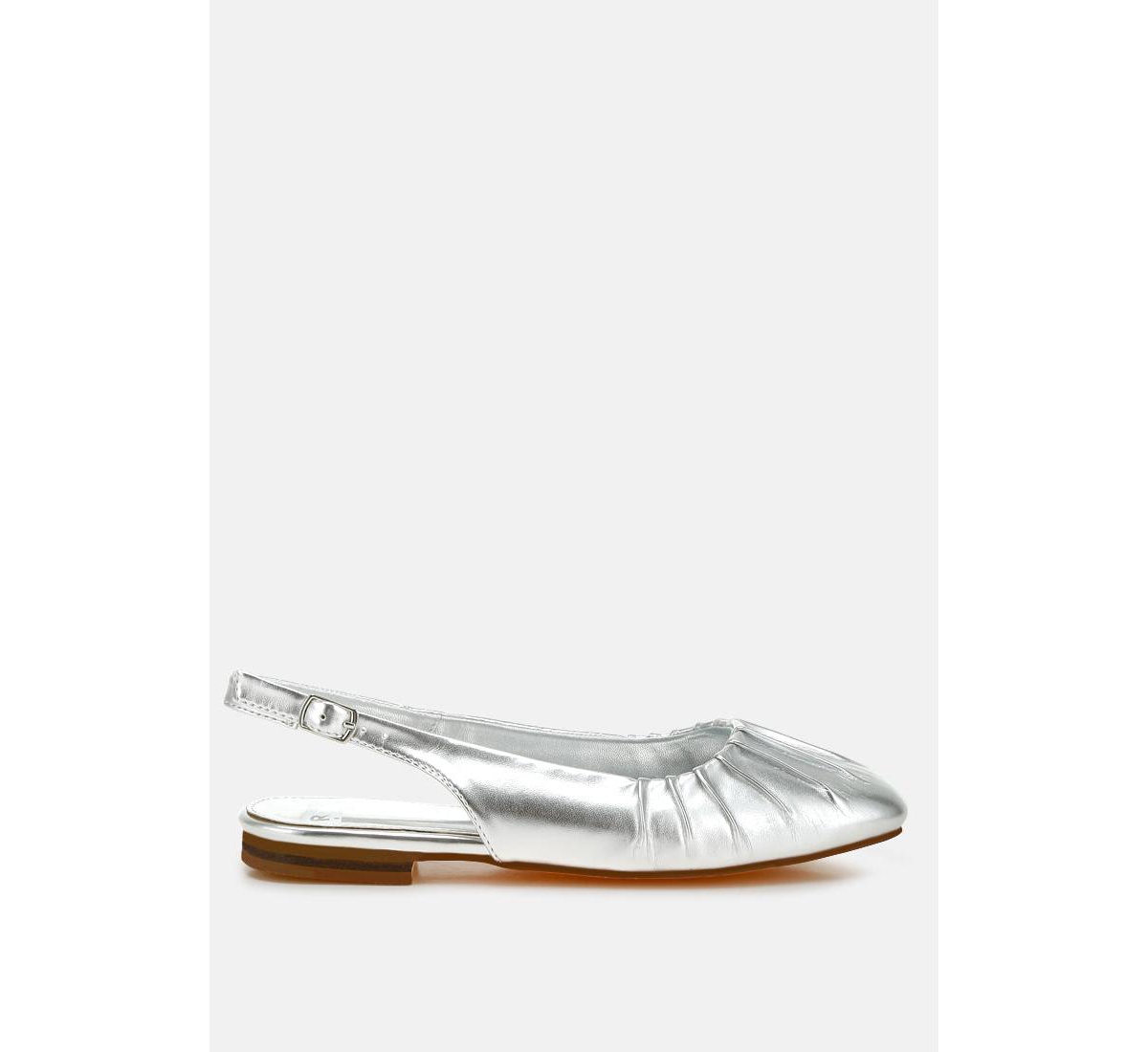 Rag & Co Berni Metallic Square Toe Flat Slingbacks