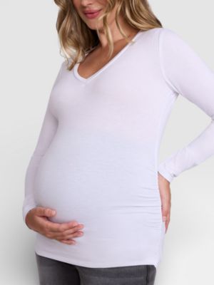 Maternity Motherhood V-Neck Side-Ruched Long Sleeve Tee