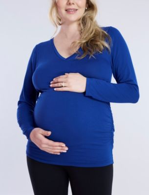 Maternity Motherhood V-Neck Side-Ruched Long Sleeve Tee