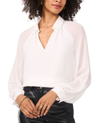 Vince Camuto - Women's Split-Neck Sheer-Sleeve Blouse