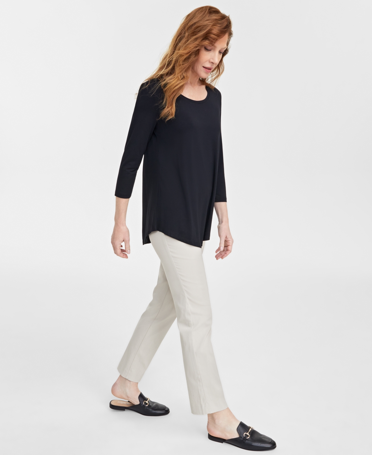 Shop Jm Collection Women's 3/4-sleeve Scoop Neck Top, Created For Macy's