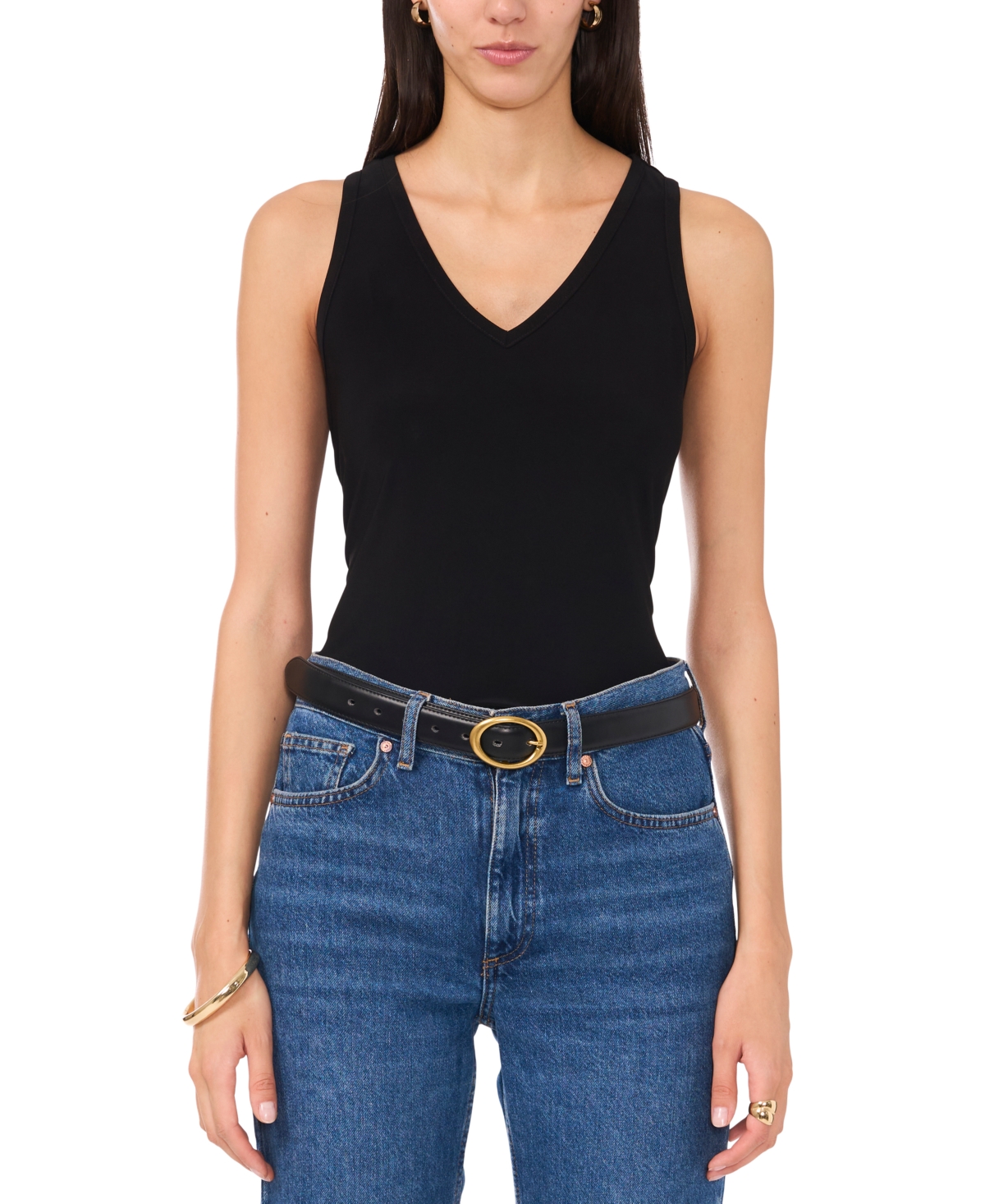 VINCE CAMUTO WOMEN'S V-NECK KEYHOLE SLEEVELESS TOP 
