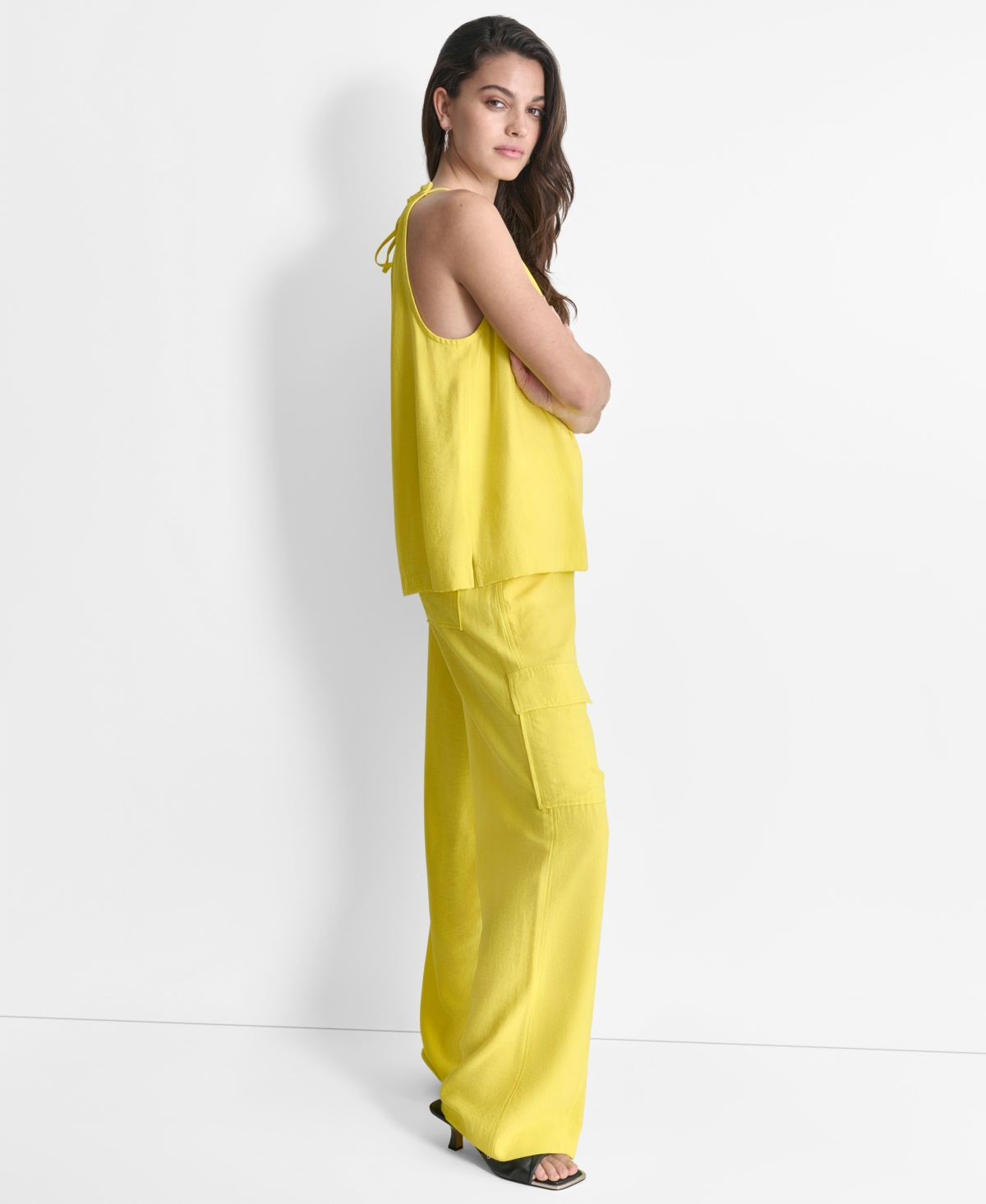 Dkny Women's Crinkled Sleeveless Halter Top