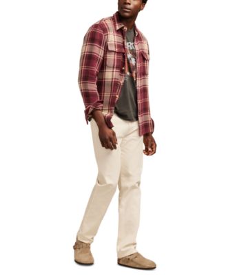 Mens Herringbone Plaid Utility Shirt Straight Leg Jeans Graphic T Shirt