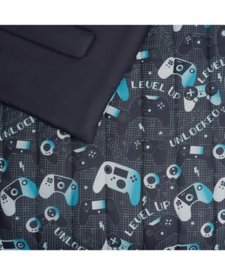 Next Level Dark Grey/Blue 4-Piece Microfiber Comforter Set - Full