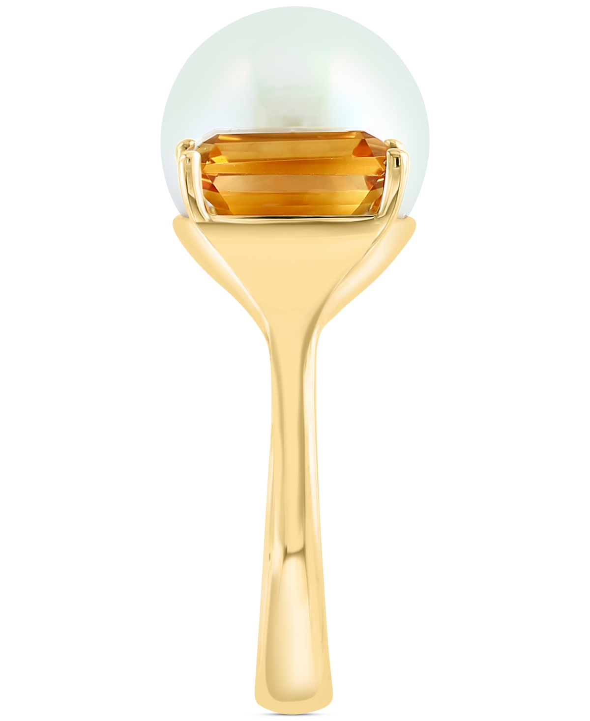 Effy Cultured Freshwater Pearl (13mm) &(2-7/8 ct. t.w.) Open Ring in 14k Yellow Gold - Citrine