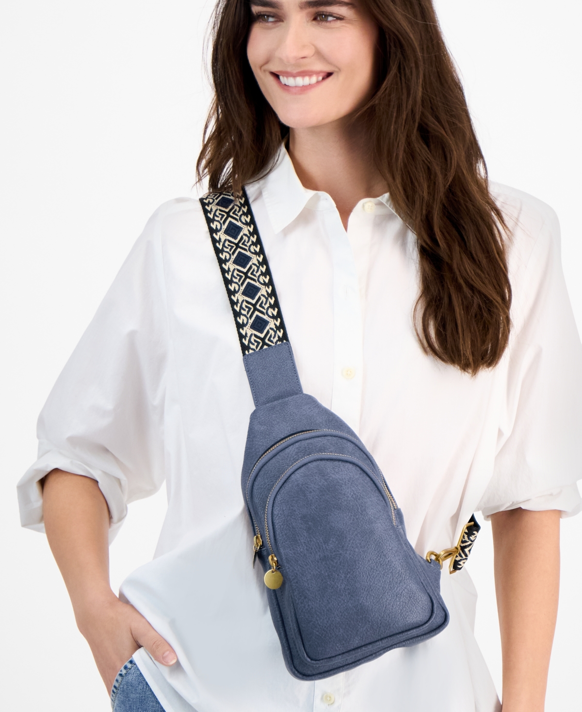Style & Co Webbing Strap Small Sling Bag, Created For Macy's In Moonlight
