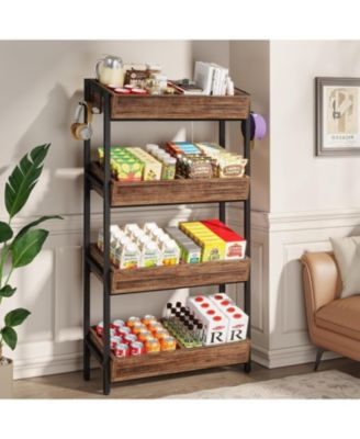 Wood Fruit and Vegetable Basket Stand Rack for Kitchen, Store, Supremarket, Black Friday Deals