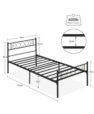 Twin Size Metal Platform Bed Frame with Headboard and Footboard, Heart Shaped Bed Frame