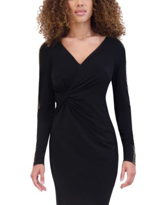 Women's Embellished Twist-Front Bodycon Dress