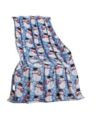 Winter Blues Christmas Snowman Ultra Soft And Plush Throw Blanket