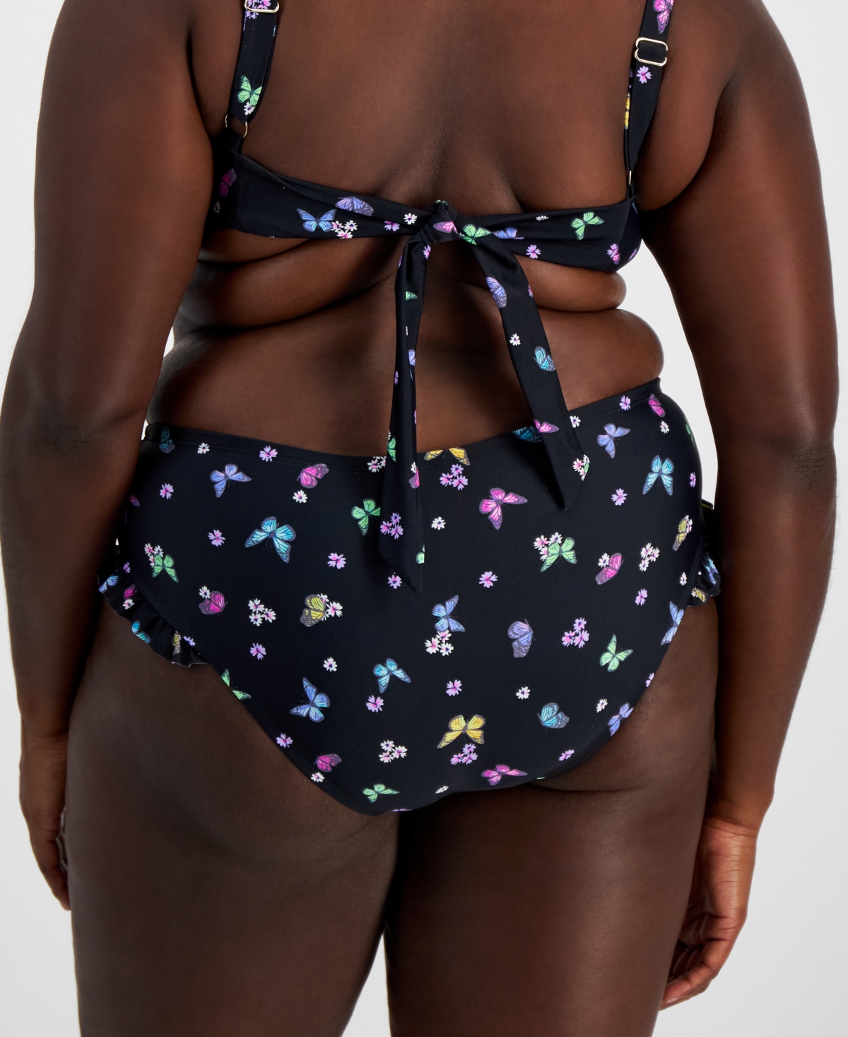 Salt + Cove Plus Size Ruffled Butterfly-Print Swim Bottoms, Created for Macy's