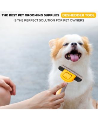 Pet Grooming Brush,  Deshedding Tool for Cats and Dogs, Dematting Undercoat Rake, Dog Brush to Reduce Shedding