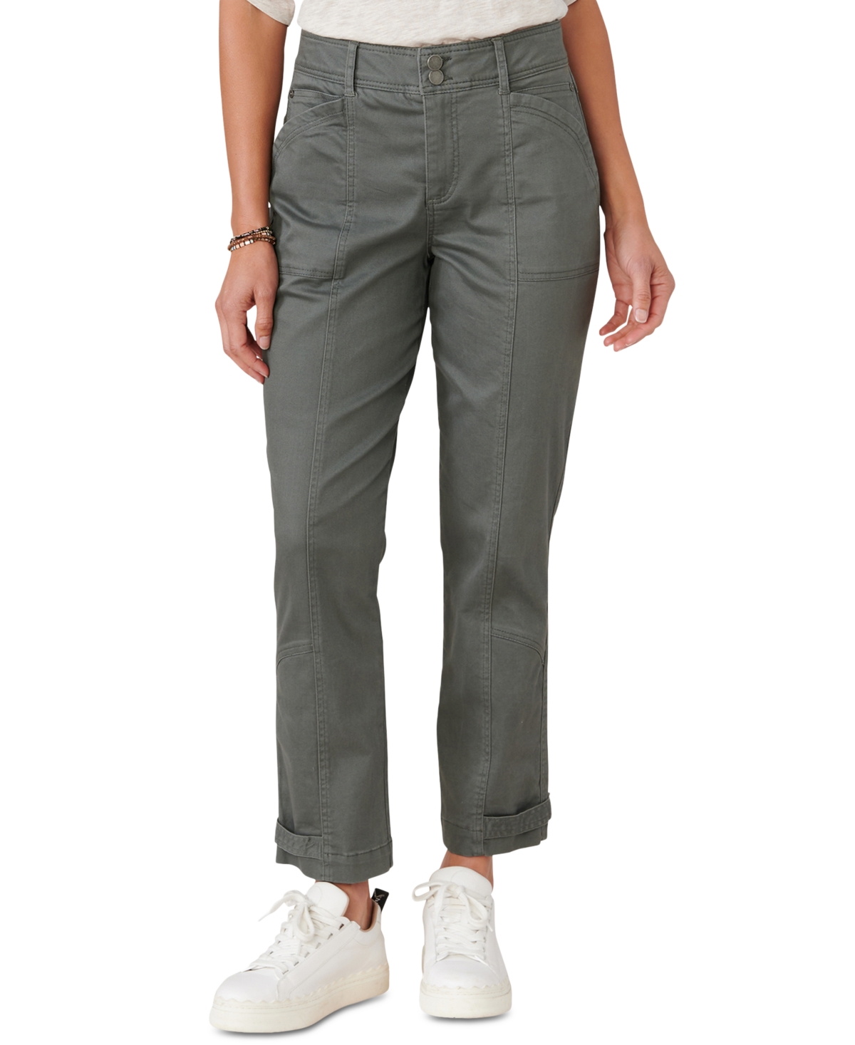 Democracy Petite Ab Solution High Rise Tapered Utility Pants In Thym Thym