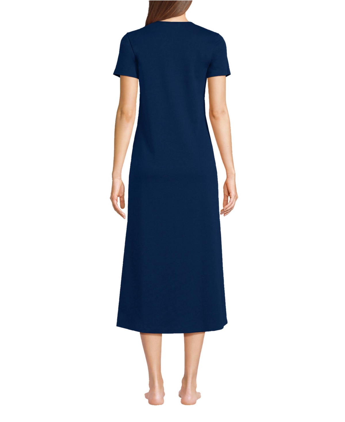 Lands' End Women's Cotton Short Sleeve Midcalf Nightgown