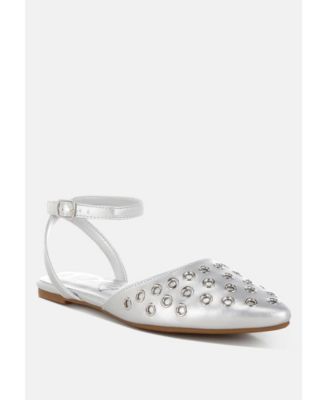 Chalcis Metallic Eyelet Detail Flat Sandals