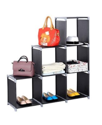 Multifunctional 3-Tier Storage Shelf with 6 Compartments, Easy Assembly for Home or Office Organization