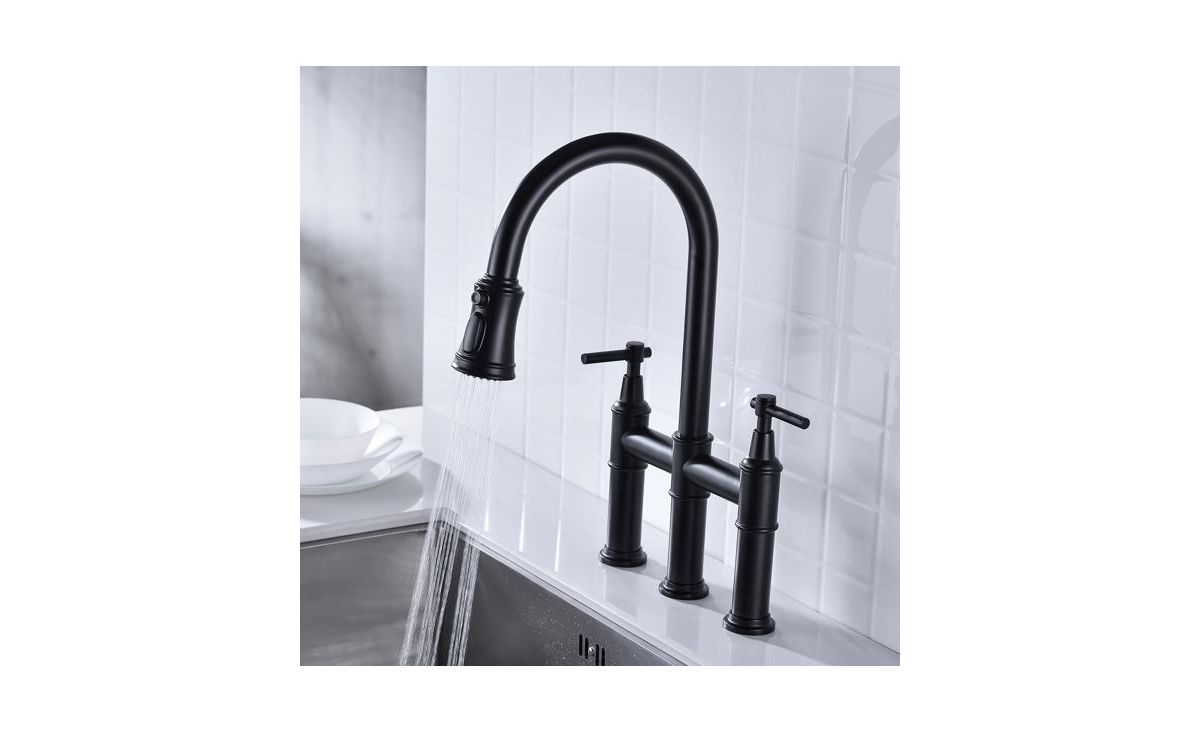 Slickblue Pull Down Double Handle Kitchen Faucet – Stylish and Functional for Modern Kitchens