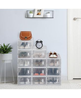 12 Clear Stackable Shoe Boxes – Plastic Shoe Organizer Set for Closet, Entryway & Sneaker Display