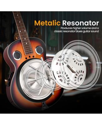 39.8" Full-Size Acoustic Resonator Guitar with Accessory Pack - Deep Cherry Sunburst, PGA500BR