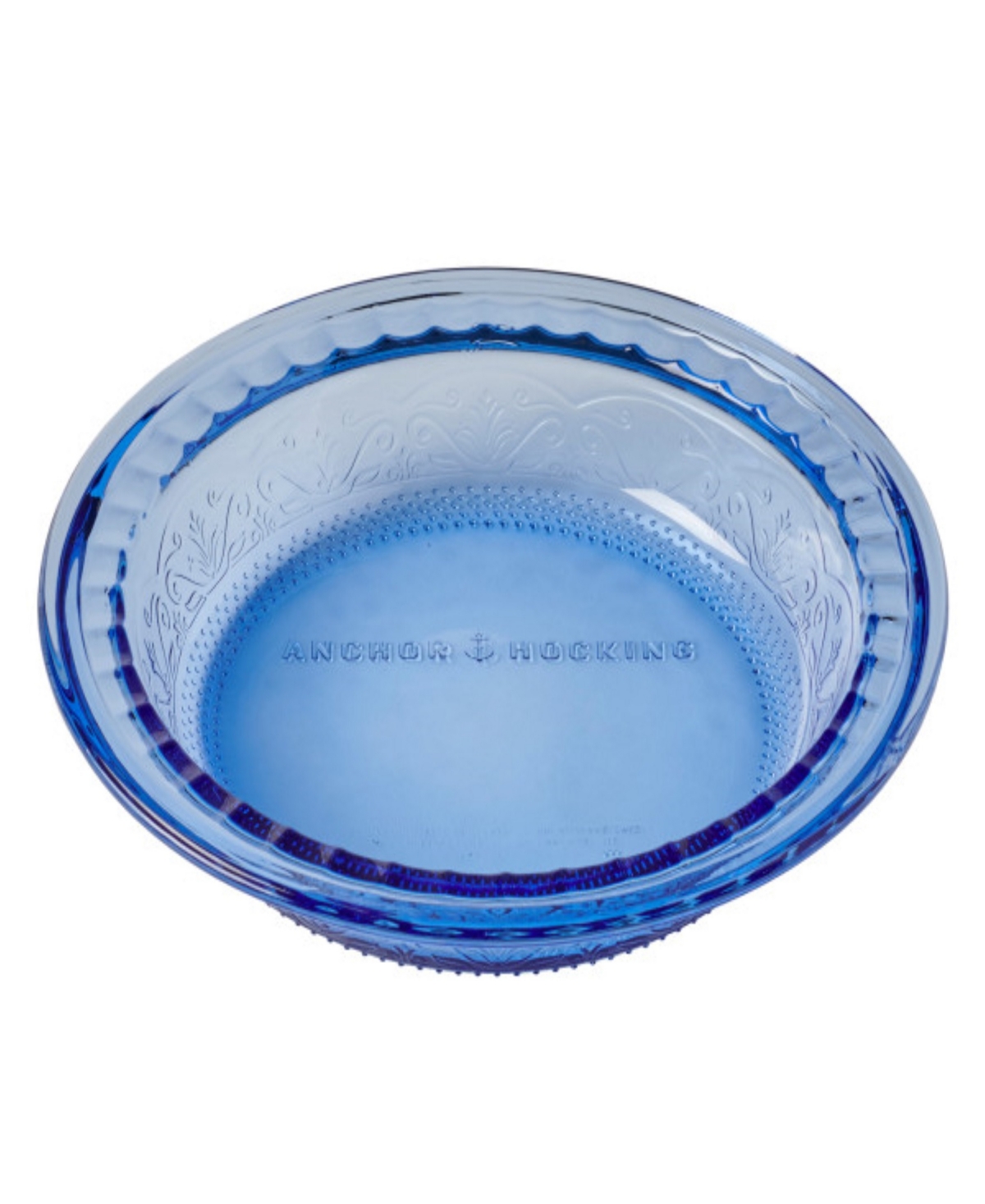 Anchor Hocking 9.25" Laurel Embossed Pie Dish In Blue