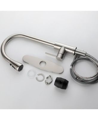 Single Handle Kitchen Sink Faucet – High Arc Design with Pull-Down Sprayer in Brushed Stainless Steel Finish