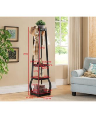 Entryway Coat Rack with Storage Shelves & Drawer