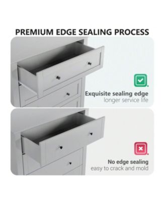 modern 6-drawer dresser with nickel handles & deep storage, wood, storage cabinet