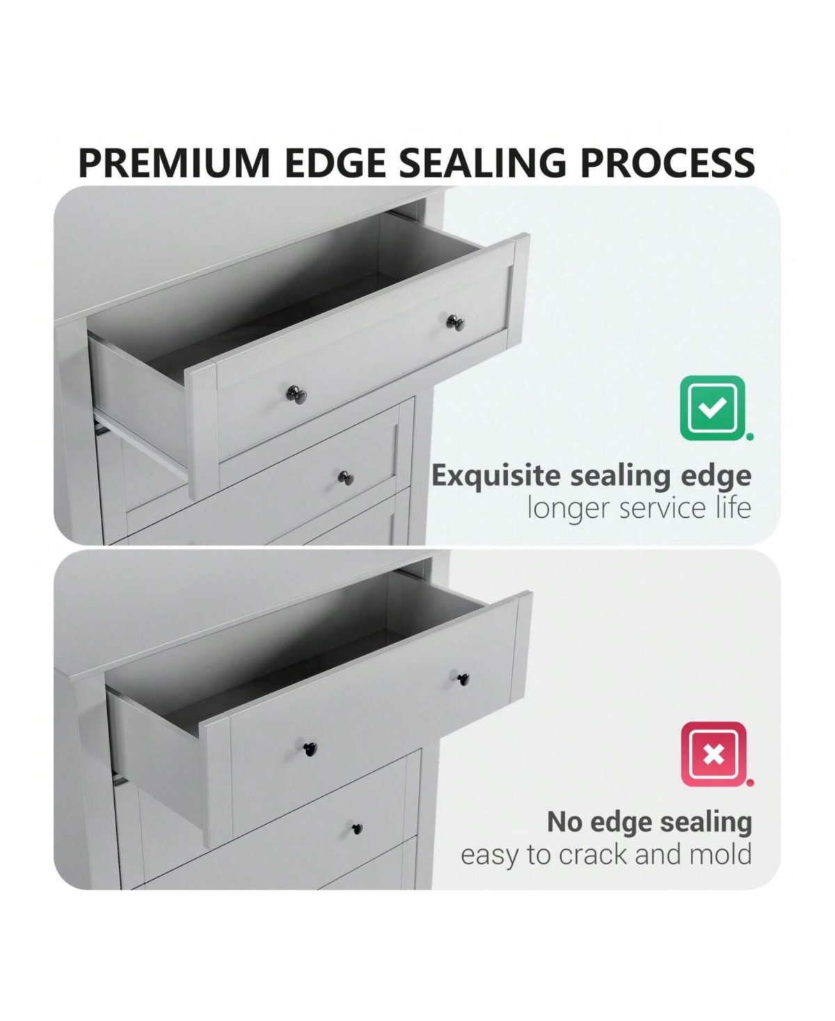 gaomon Modern 6 Chest Of Drawer Dresser, Modern Dresser With Deep Drawers And Nickel Round Handle, Wood Organizer Storage Cabinet For Bedroom, Living