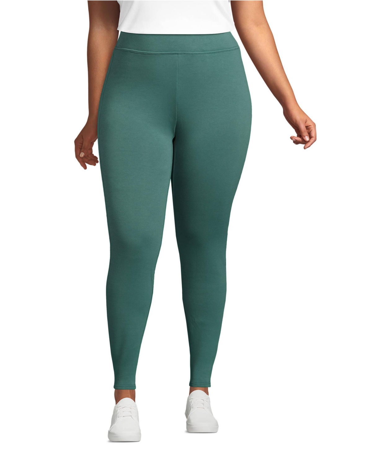 Lands' End Plus Size High Rise Serious Sweats Fleece Lined Pocket Leggings