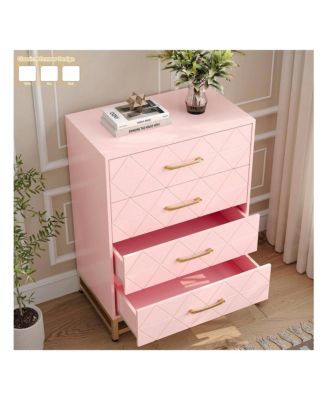 1 Pc Wood Dresser 4 Drawers Metal Handles Sturdy Frame Modern Bedroom Furniture Chest of Drawers