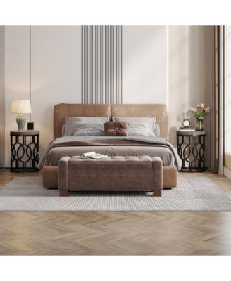 Round Industrial End & Side Table with Metal Hollow Frame, Small Bedside Table Nightstand