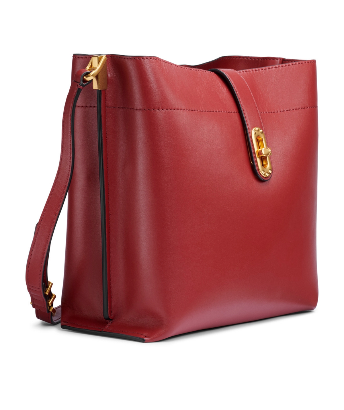 Shop Donna Karan Bridgehampton Leather Turnlock Triple Compartment Crossbody In Claret