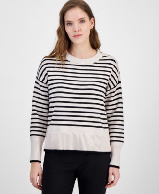 T Tahari - Women's Striped Crewneck Sweater