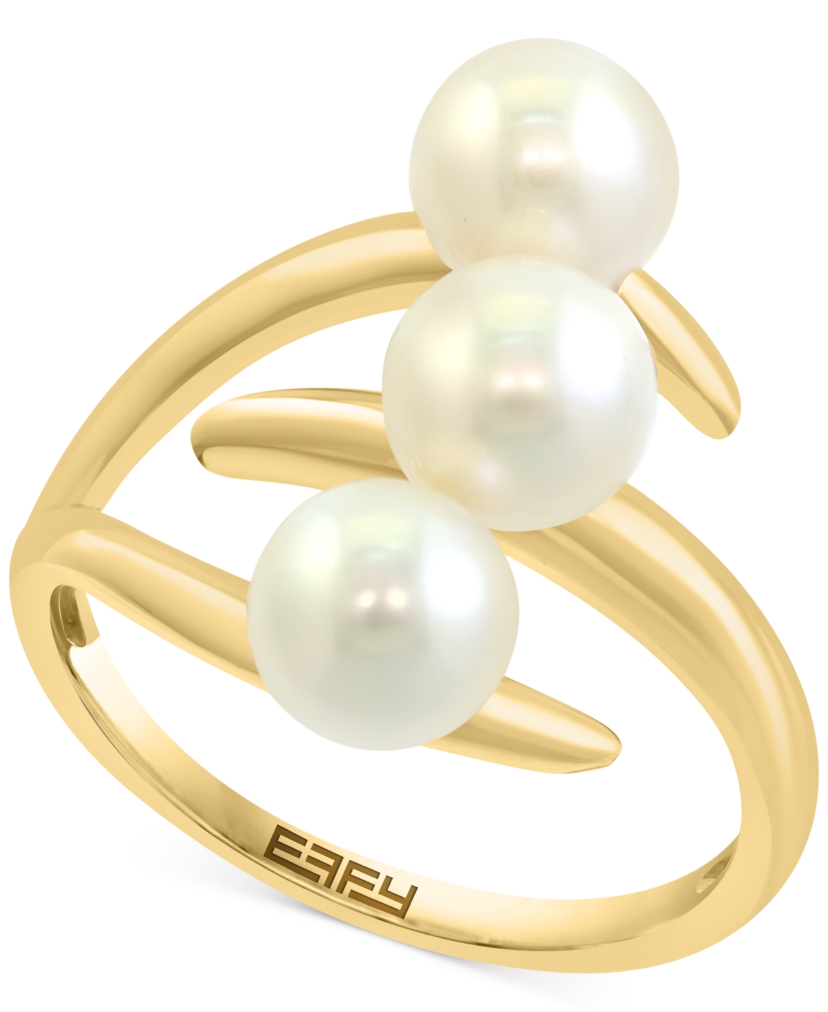 Effy Collection Effy Cultured Freshwater Pearl (6mm) Triple Row Statement Ring In Gold