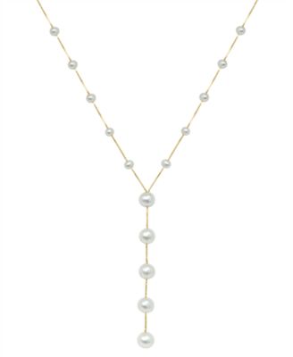 EFFY Collection - Cultured Freshwater Pearl (5 - 9-1/2mm) 18" Lariat Necklace in 14k Gold