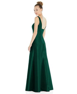 Women's Sleeveless Square-Neck Princess Line Gown with Pockets