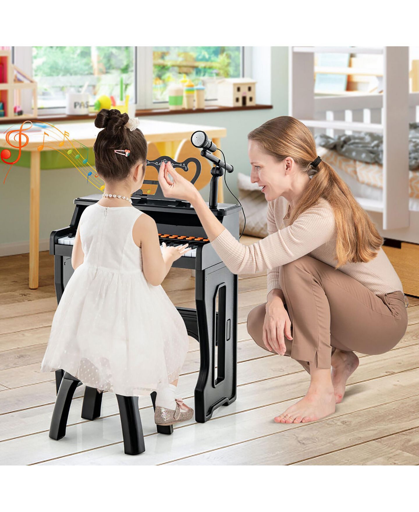 Детская игрушка Gymax 37-Key Music Piano Keyboard With Microphone Kids' Music Keyboard, Ages 3+, цвет: Белый, вариант 1 — фото 6